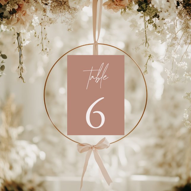 Einfache Minimalistische Elegante Dusty Rose Tisch Tischnummer (Simple Minimalist Elegant Dusty Rose Table Number)
