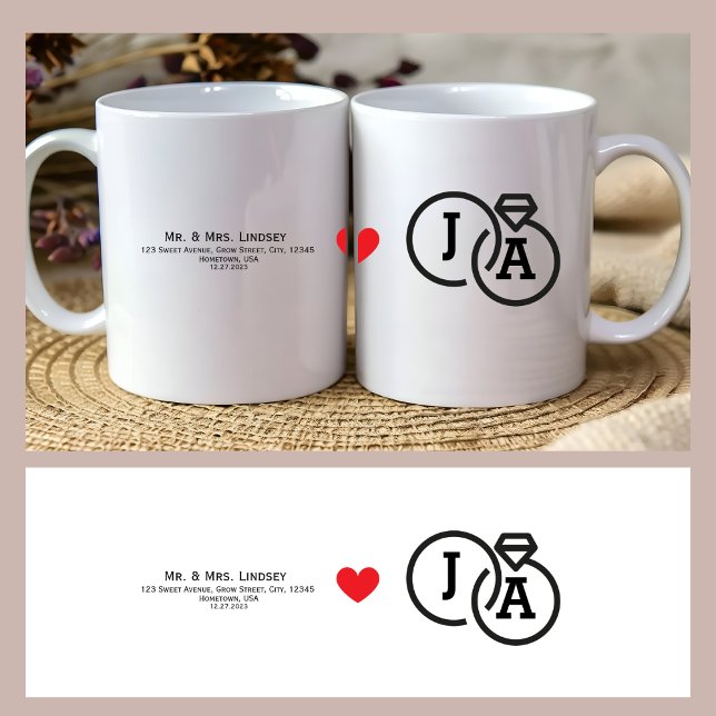 Einfache Minimalistische Elegante Eleganz Moderne  Kaffeetasse (Elegant Modern Wedding Mug Give Aways)