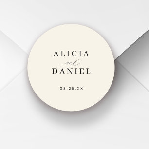 Einfache minimalistische elegante Hochzeitssiegel Runder Aufkleber