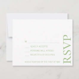 Einfache Minimalistische, elegante Sage Text Weddi RSVP Karte