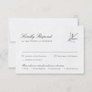 Einfache Minimalistische Eukalyptus-Hochzeit RSVP Karte