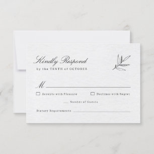 Einfache Minimalistische Eukalyptus-Hochzeit RSVP Karte