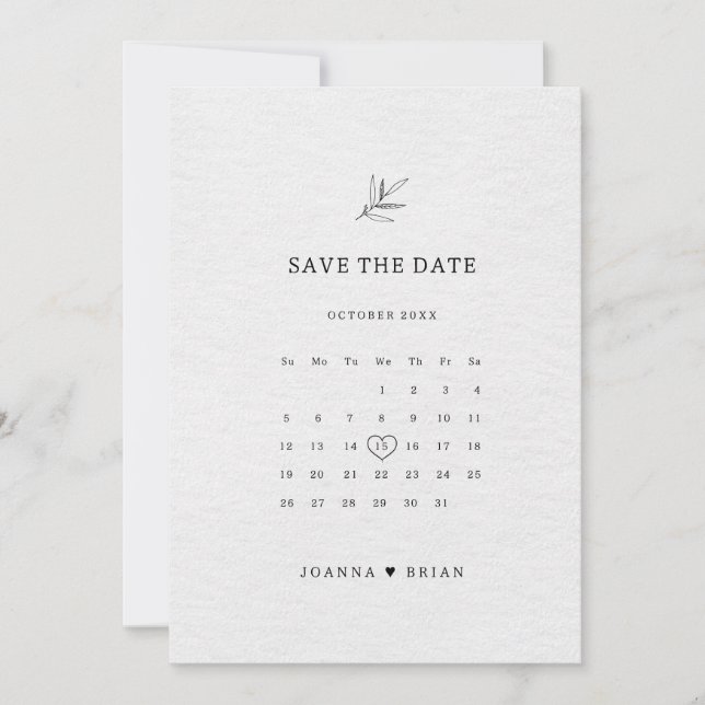 Einfache Minimalistische Eukalyptus-Hochzeit Save The Date (Vorderseite)