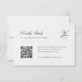 Einfache Minimalistische Eukalyptus Olive QR-Code RSVP Karte