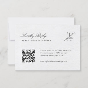 Einfache Minimalistische Eukalyptus Olive QR-Code RSVP Karte