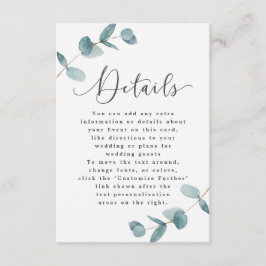 Einfache Minimalistische Eukalyptus-Rahmen-Hochzei Begleitkarte