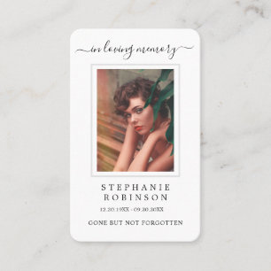 Einfache minimalistische Foto-Beerdigungskarte Visitenkarte