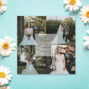 Einfache Minimalistische Foto Collage Wedding Viel Magnetkarte