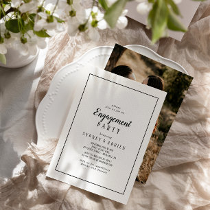 Einfache Minimalistische Foto-Frame-Engagement-Par Einladung