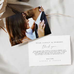 Einfache Minimalistische Foto Hochzeit Dankeschön Dankeskarte