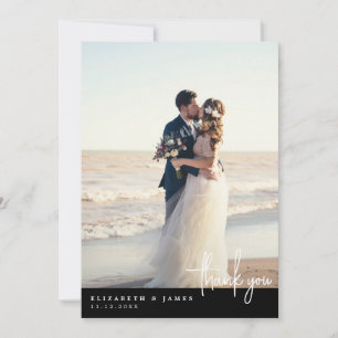 Einfache minimalistische Foto-Hochzeit-Dankeskarte Dankeskarte