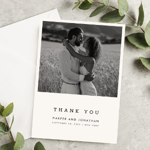 Einfache minimalistische Foto-Hochzeit-Dankeskarte Dankeskarte