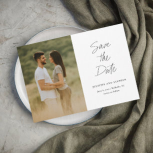 Einfache Minimalistische Foto-Hochzeit Save The Date