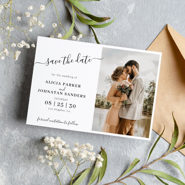 Einfache minimalistische Foto-Hochzeit Save The Date (Von Creator hochgeladen)