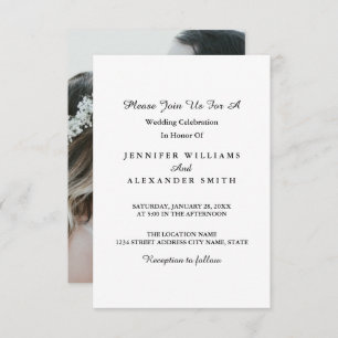 Einfache Minimalistische Foto-Hochzeits-Einladung Einladung