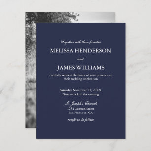 Einfache Minimalistische Foto-Hochzeits-Einladung Einladung