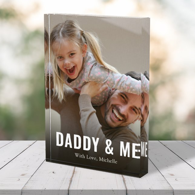 Einfache Minimalistische Foto-Kalligrafie Daddy an Fotoblock (Daddy and me modern photo block template)