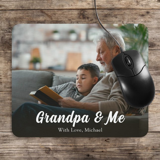 Einfache Minimalistische Foto Kalligrafie Opa & Me Mousepad (Von Creator hochgeladen)