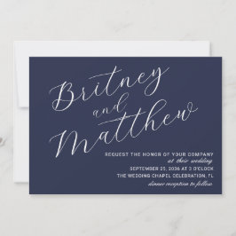 Einfache Minimalistische Foto Navy Blue Script Hoc Einladung