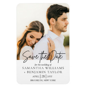 Einfache Minimalistische Foto Save-the-Date-Magnet Magnet