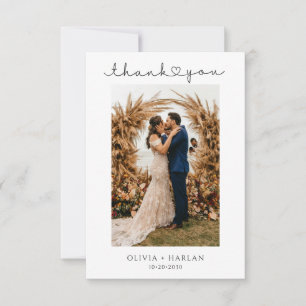 Einfache Minimalistische Fotos für Hochzeiten Dankeskarte