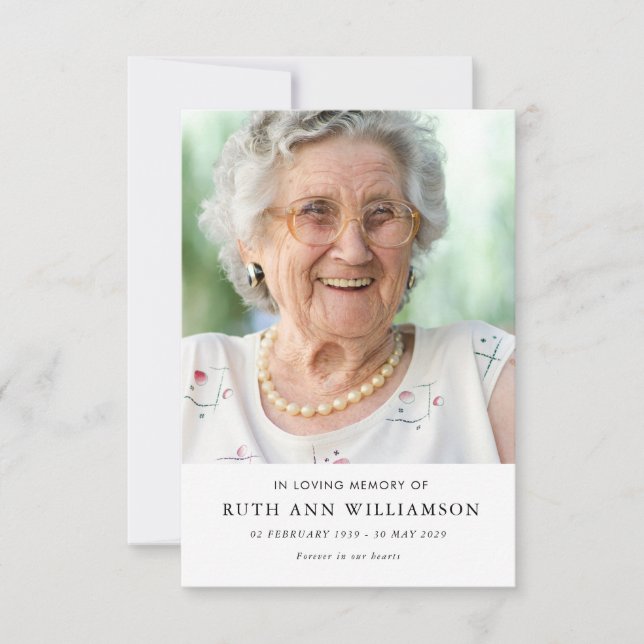 Einfache Minimalistische Gedenkkarte Dankeskarte (Vorderseite)