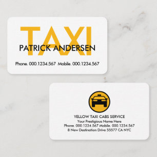 Einfache minimalistische gelbe Taxibeschilderung Visitenkarte