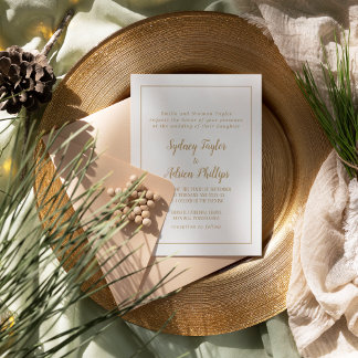Einfache Minimalistische|goldene Rahmen-Hochzeit Einladung