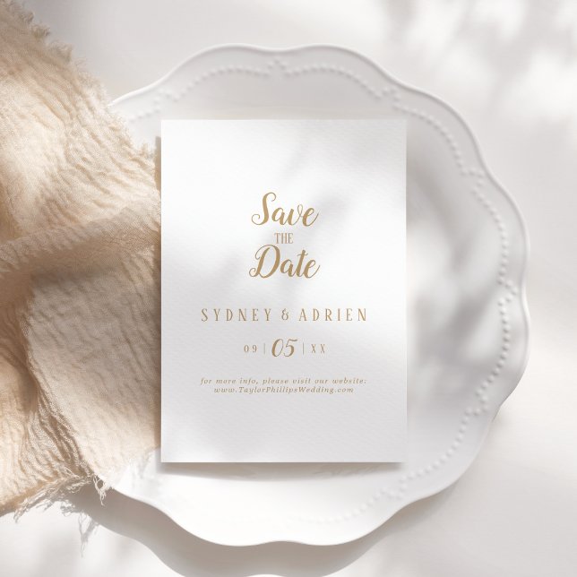 Einfache Minimalistische|Goldhochzeit - das Datum  Save The Date (Von Creator hochgeladen)