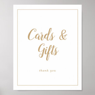 Einfache Minimalistische Goldrahmen-Hochzeitskarte Poster