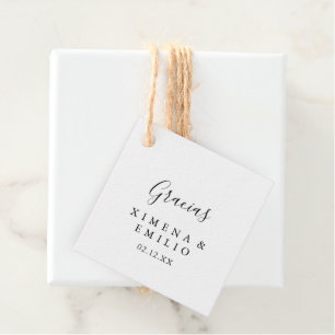 Einfache Minimalistische Gracias Hochzeit Geschenkanhänger