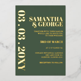 Einfache Minimalistische Grüne Moderne Hochzeit Folieneinladung