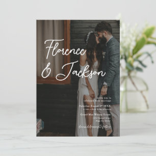 Einfache minimalistische handgeschriebene Hochzeit Einladung