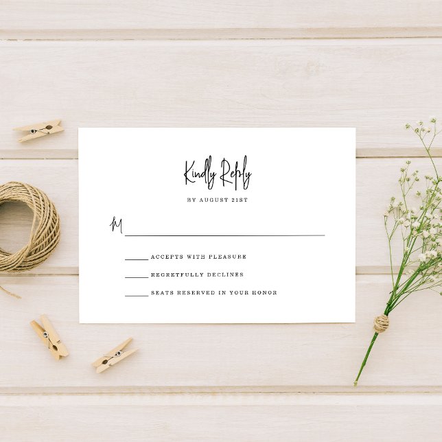 Einfache Minimalistische handgeschriebene Hochzeit RSVP Karte (Von Creator hochgeladen)