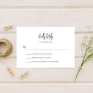 Einfache Minimalistische handgeschriebene Hochzeit RSVP Karte
