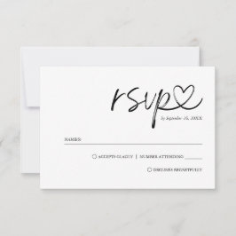 Einfache Minimalistische handgeschriebene Skriptei RSVP Karte
