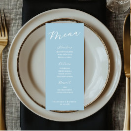 Einfache minimalistische hellblaue Speisekarte  Menükarte