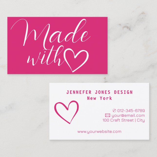 Einfache Minimalistische, helle Rosa aus Liebe Visitenkarte (Vorne/Hinten)