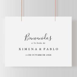 Einfache Minimalistische Hochzeit Bienvenidos Zeic Poster