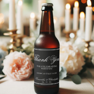 Einfache Minimalistische Hochzeit Dankeschön Weiß  Bierflaschenetikett