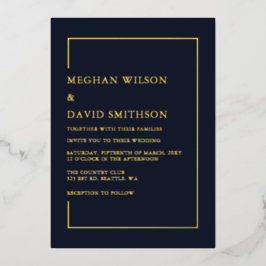 Einfache Minimalistische Hochzeit der Marine Folieneinladung