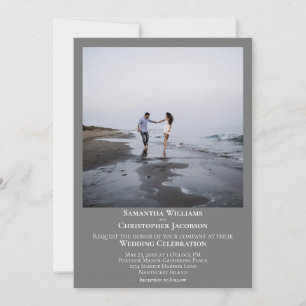 Einfache Minimalistische Hochzeit des Gray Foto Einladung