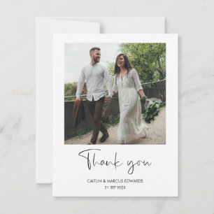Einfache Minimalistische Hochzeit Foto Dankeschön  Einladung