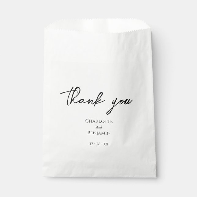 Einfache Minimalistische Hochzeit Geschenktütchen (Vorderseite)