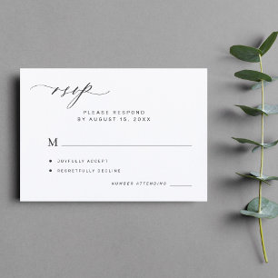 Einfache minimalistische Hochzeit mit eleganter Ka Einladung