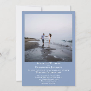 Einfache Minimalistische Hochzeit mit Light Blue F Einladung