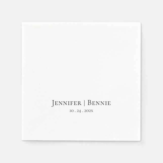 Einfache Minimalistische Hochzeit mit modernem Chi Serviette (Vorderseite)