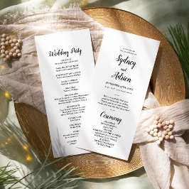 Einfache Minimalistische Hochzeit Programm