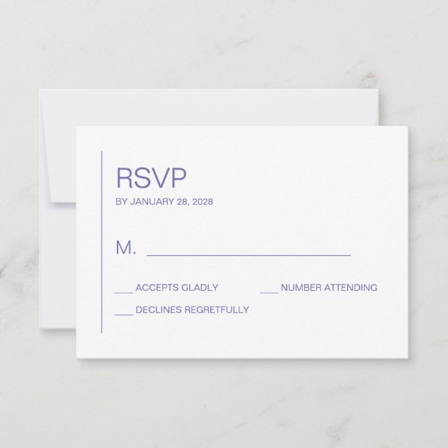 Einfache, minimalistische Hochzeit RSVP Karte (Vorderseite)