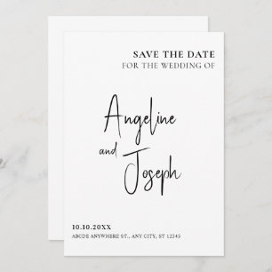 Einfache minimalistische Hochzeit Save The Date